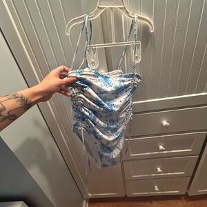 Wild Fable White and Blue Floral Swimsuit